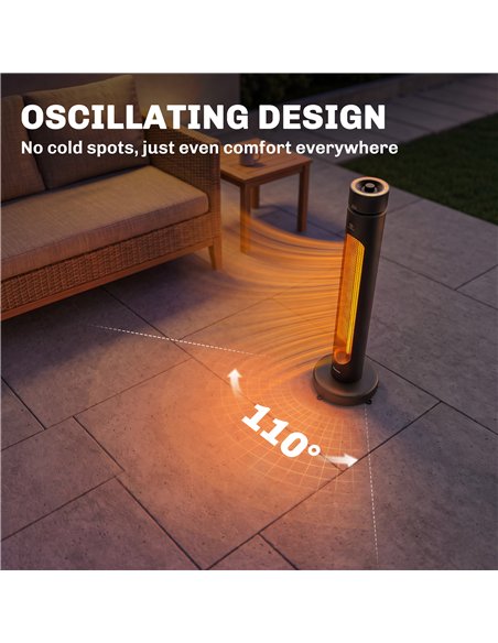 Outsunny 2000 W Electric Infrared Patio Heater, Free Standing Oscillating Outdoor Garden Heater with Knob/Remote Control, Black - pic 205816 | FastDaddyshop
