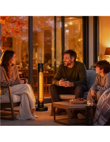 Outsunny 2000 W Electric Infrared Patio Heater, Free Standing Oscillating Outdoor Garden Heater with Knob/Remote Control, Black