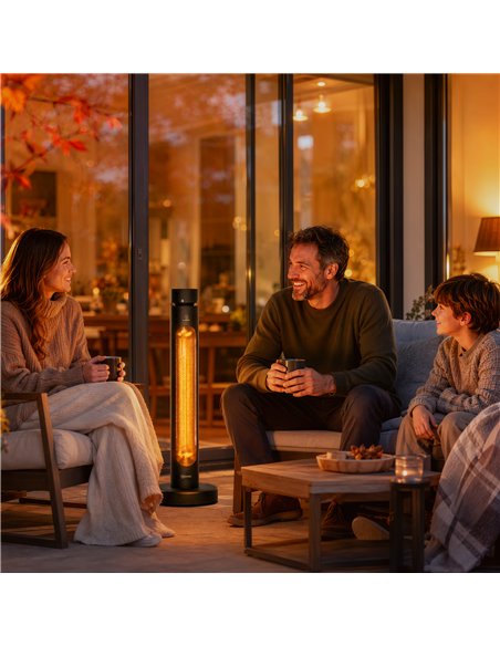 Outsunny 2000 W Electric Infrared Patio Heater, Free Standing Oscillating Outdoor Garden Heater with Knob/Remote Control, Black - pic 205819 | FastDaddyshop