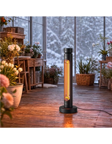 Outsunny 2000 W Electric Infrared Patio Heater, Free Standing Oscillating Outdoor Garden Heater with Knob/Remote Control, Black - pic 205820 | FastDaddyshop