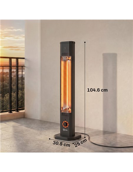 Outsunny 2000 W Electric Infrared Patio Heater with Cover, Free Standing/Wall Mounted IP65 Outdoor Garden Heater, Black - pic 205823 | FastDaddyshop
