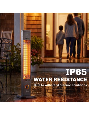 Outsunny 2000 W Electric Infrared Patio Heater with Cover, Free Standing/Wall Mounted IP65 Outdoor Garden Heater, Black