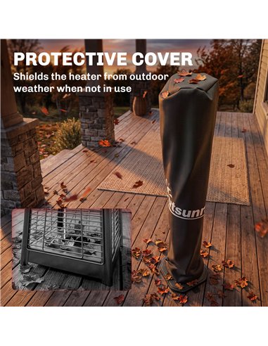 Outsunny 2000 W Electric Infrared Patio Heater with Cover, Free Standing/Wall Mounted IP65 Outdoor Garden Heater, Black