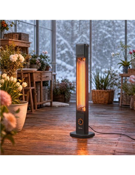 Outsunny 2000 W Electric Infrared Patio Heater with Cover, Free Standing/Wall Mounted IP65 Outdoor Garden Heater, Black - pic 205829 | FastDaddyshop
