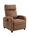 HOMCOM Recliner Armchair, Massage Faux Leather Push Back Reclining Chair with Adjustable Leg Rest, Side Pocket, Dark Brown