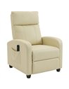 HOMCOM Recliner Armchair, Massage Faux Leather Push Back Reclining Chair with Adjustable Leg Rest, Side Pocket, Cream White