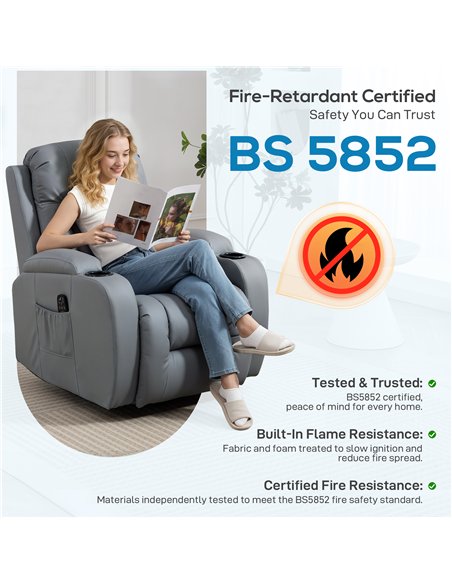 HOMCOM Massage Recliner Armchair, PU Leather Recliner Chair, Grey - pic 205865 | FastDaddyshop