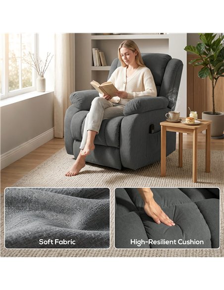HOMCOM Recliner Armchair Lift Chair, Electric Recliner Chair with Vibration Massage and Heat, Wide Seat, USB Port, Grey - pic 205871 | FastDaddyshop