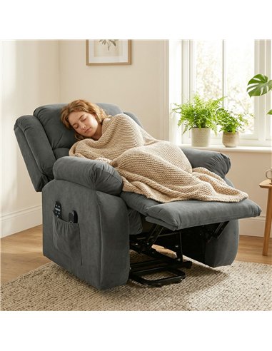 HOMCOM Recliner Armchair Lift Chair, Electric Recliner Chair with Vibration Massage and Heat, Wide Seat, USB Port, Grey