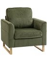 HOMCOM Accent Chair with Spring, Modern Industrial Armchair with Metal Legs for Livingroom Dark Green
