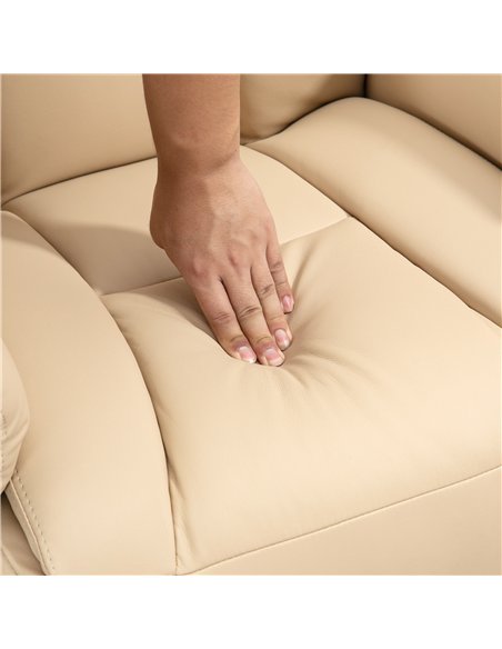 HOMCOM Adjustable Swivel Recliner, Manual Recliner Chair with Footrest, Padded Arms, PU Leather Upholstery, Beige - pic 205899 | FastDaddyshop