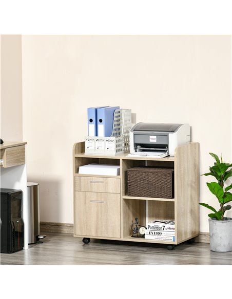 Vinsetto Filing Cabinet, Mobile Printer Cabinet with 2 Drawers, Open Storage Shelves, Oak - pic 20590 | FastDaddyshop
