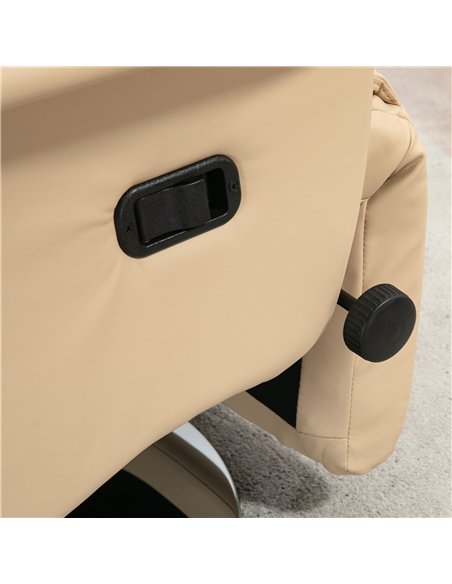 HOMCOM Adjustable Swivel Recliner, Manual Recliner Chair with Footrest, Padded Arms, PU Leather Upholstery, Beige - pic 205900 | FastDaddyshop
