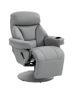 HOMCOM Upholstered Reclining Armchair, Manual Recliner Chair with Footrest and Adjustable Backrest, Grey