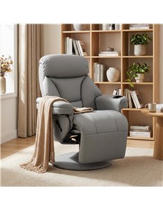 HOMCOM Upholstered Reclining Armchair, Manual Recliner Chair with Footrest and Adjustable Backrest, Grey 2