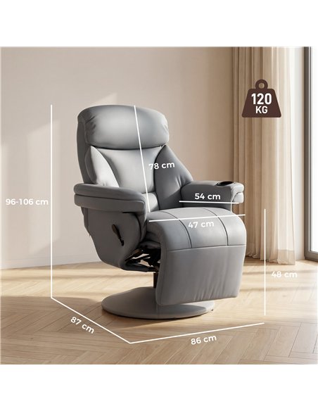 HOMCOM Upholstered Reclining Armchair, Manual Recliner Chair with Footrest and Adjustable Backrest, Grey - pic 205904 | FastDaddyshop