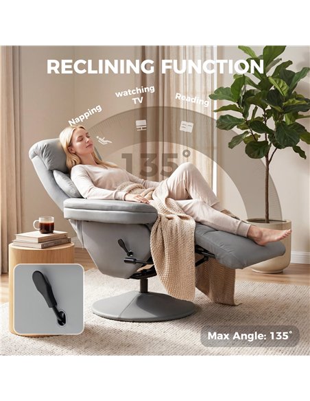 HOMCOM Upholstered Reclining Armchair, Manual Recliner Chair with Footrest and Adjustable Backrest, Grey - pic 205905 | FastDaddyshop