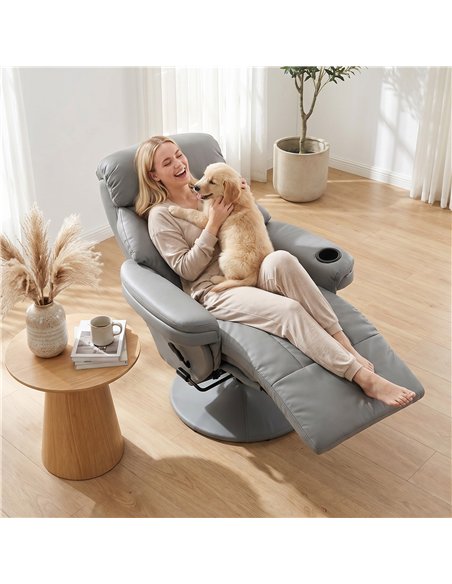 HOMCOM Upholstered Reclining Armchair, Manual Recliner Chair with Footrest and Adjustable Backrest, Grey - pic 205908 | FastDaddyshop