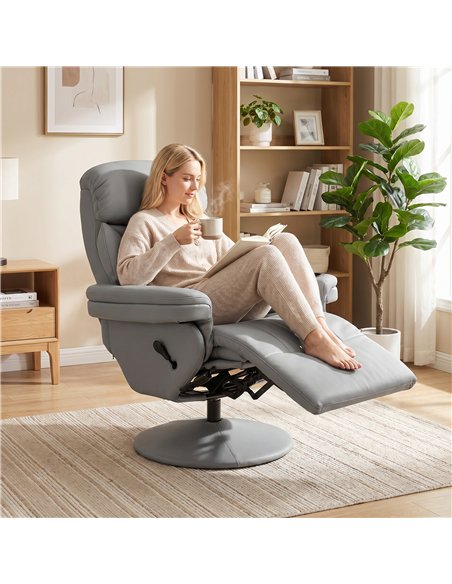 HOMCOM Upholstered Reclining Armchair, Manual Recliner Chair with Footrest and Adjustable Backrest, Grey - pic 205909 | FastDaddyshop