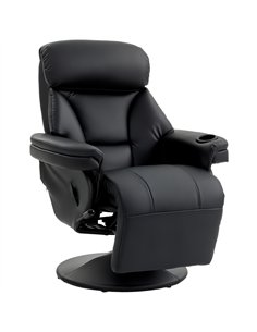 HOMCOM Upholstered Reclining Armchair, Manual Recliner Chair with Footrest and Adjustable Backrest, Black