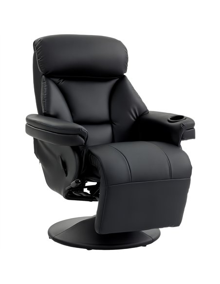 HOMCOM Upholstered Reclining Armchair, Manual Recliner Chair with Footrest and Adjustable Backrest, Black - pic 205911 | FastDaddyshop