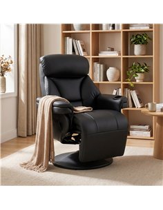 HOMCOM Upholstered Reclining Armchair, Manual Recliner Chair with Footrest and Adjustable Backrest, Black 2