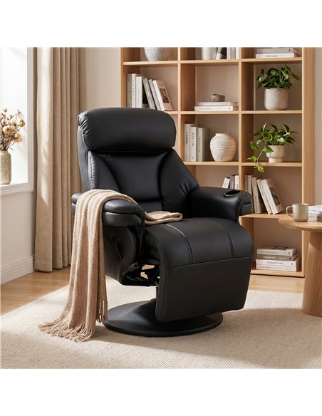 HOMCOM Upholstered Reclining Armchair, Manual Recliner Chair with Footrest and Adjustable Backrest, Black - pic 205912 | FastDaddyshop