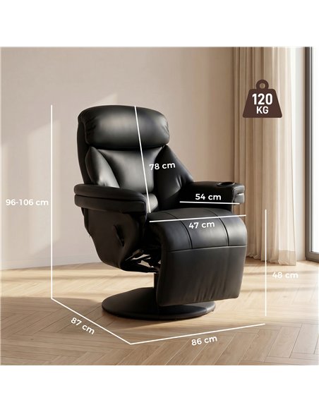 HOMCOM Upholstered Reclining Armchair, Manual Recliner Chair with Footrest and Adjustable Backrest, Black - pic 205913 | FastDaddyshop