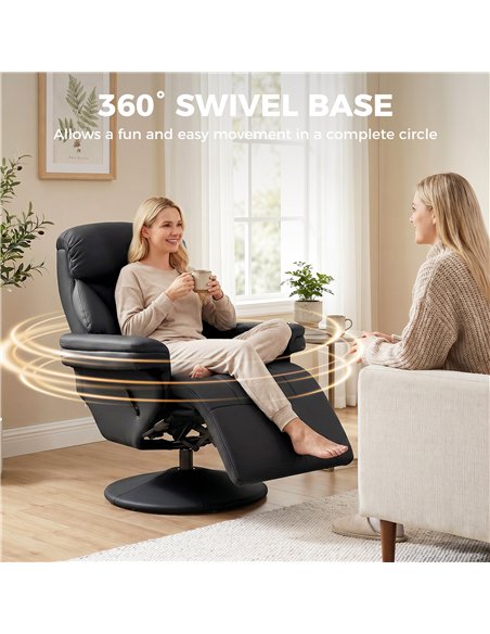 HOMCOM Upholstered Reclining Armchair, Manual Recliner Chair with Footrest and Adjustable Backrest, Black - pic 205916 | FastDaddyshop