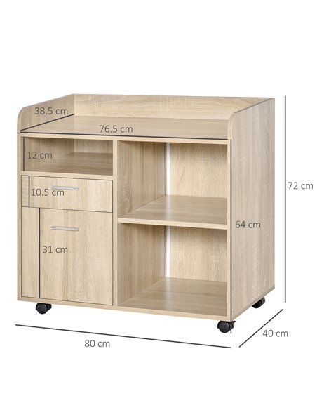 Vinsetto Filing Cabinet, Mobile Printer Cabinet with 2 Drawers, Open Storage Shelves, Oak - pic 20592 | FastDaddyshop