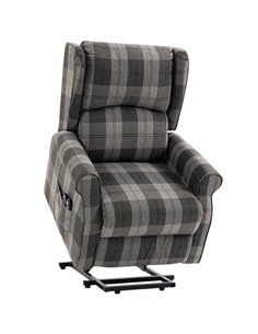 HOMCOM Power Lift Recliner Chair with Vibration Massage, Heat, Checked Lift Chair with Remote, Side Pockets, Grey