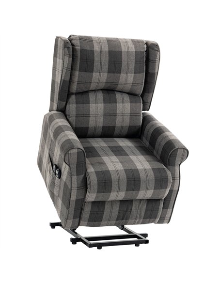 HOMCOM Power Lift Recliner Chair with Vibration Massage, Heat, Checked Lift Chair with Remote, Side Pockets, Grey - pic 205920 | FastDaddyshop
