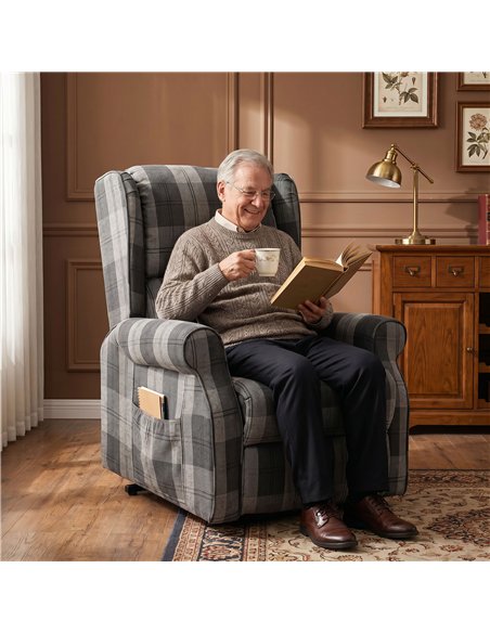 HOMCOM Power Lift Recliner Chair with Vibration Massage, Heat, Checked Lift Chair with Remote, Side Pockets, Grey - pic 205927 | FastDaddyshop