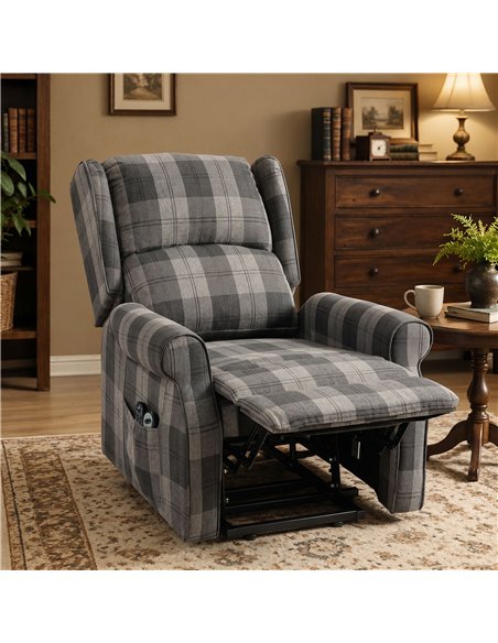 HOMCOM Power Lift Recliner Chair with Vibration Massage, Heat, Checked Lift Chair with Remote, Side Pockets, Grey - pic 205928 | FastDaddyshop