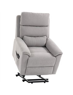 HOMCOM Power lift recliner chair with Massage and Heat, Terry Cloth Electric Lift Chair with Spring Cushion, Light Grey