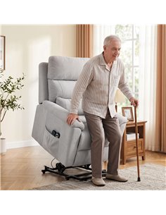 HOMCOM Power lift recliner chair with Massage and Heat, Terry Cloth Electric Lift Chair with Spring Cushion, Light Grey 2