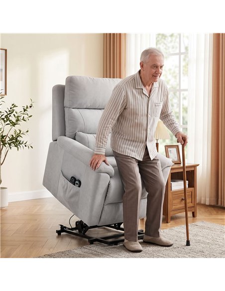 HOMCOM Power lift recliner chair with Massage and Heat, Terry Cloth Electric Lift Chair with Spring Cushion, Light Grey - pic 205930 | FastDaddyshop