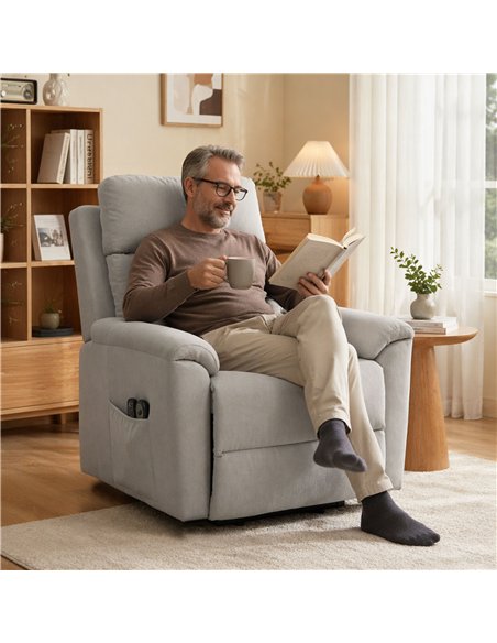 HOMCOM Power lift recliner chair with Massage and Heat, Terry Cloth Electric Lift Chair with Spring Cushion, Light Grey - pic 205936 | FastDaddyshop