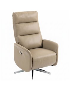 HOMCOM Power Recliner Chair, Swivel Electric Reclining Chair with Type C+USB, Recliner Armchair with Footrest, Brown
