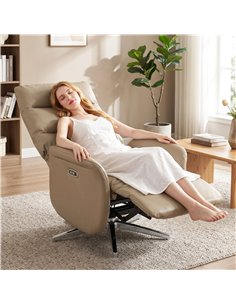 HOMCOM Power Recliner Chair, Swivel Electric Reclining Chair with Type C+USB, Recliner Armchair with Footrest, Brown 2