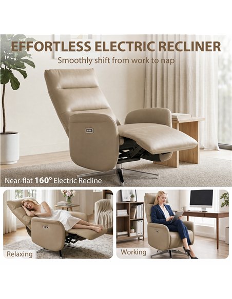 HOMCOM Power Recliner Chair, Swivel Electric Reclining Chair with Type C+USB, Recliner Armchair with Footrest, Brown - pic 205950 | FastDaddyshop