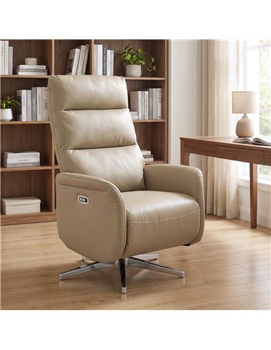 HOMCOM Power Recliner Chair, Swivel Electric Reclining Chair with Type C+USB, Recliner Armchair with Footrest, Brown