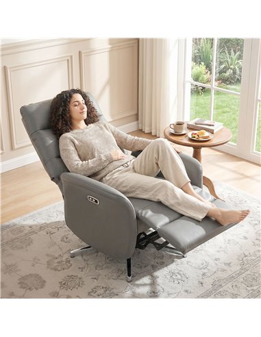 HOMCOM Power Recliner Chair, Swivel Electric Reclining Chair with Type C+USB, Recliner Armchair with Footrest, Dark Grey