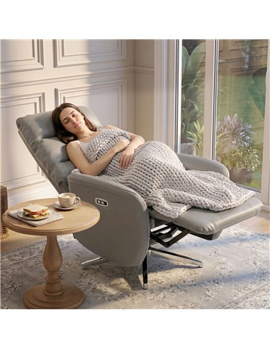 HOMCOM Power Recliner Chair, Swivel Electric Reclining Chair with Type C+USB, Recliner Armchair with Footrest, Dark Grey