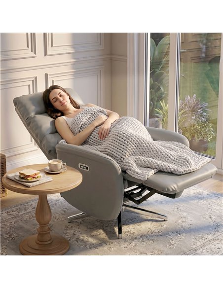 HOMCOM Power Recliner Chair, Swivel Electric Reclining Chair with Type C+USB, Recliner Armchair with Footrest, Dark Grey - pic 205964 | FastDaddyshop