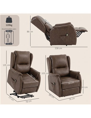 HOMCOM Power Lift Recliner Chair, Dual Motor Electric Lift Chair for Elderly with Remote Control, Brown