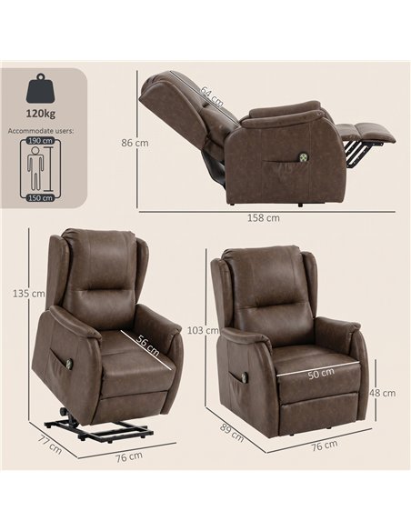 HOMCOM Power Lift Recliner Chair, Dual Motor Electric Lift Chair for Elderly with Remote Control, Brown - pic 205976 | FastDaddyshop