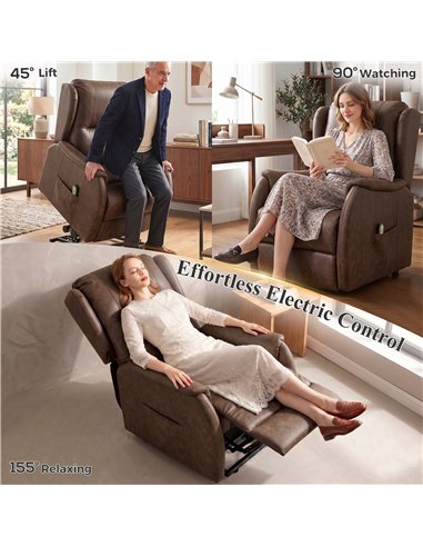 HOMCOM Power Lift Recliner Chair, Dual Motor Electric Lift Chair for Elderly with Remote Control, Brown