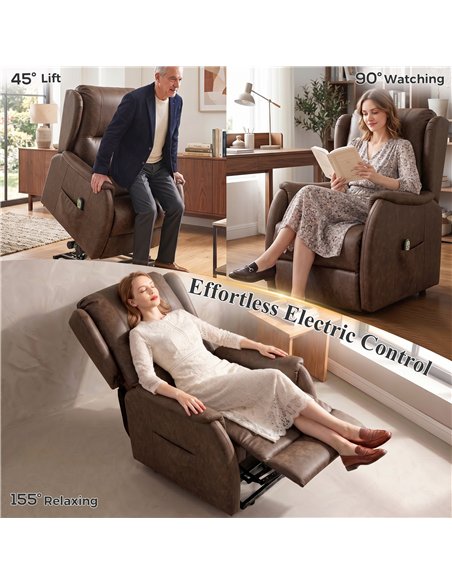 HOMCOM Power Lift Recliner Chair, Dual Motor Electric Lift Chair for Elderly with Remote Control, Brown - pic 205977 | FastDaddyshop