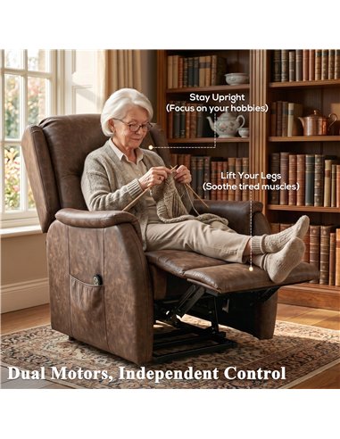 HOMCOM Power Lift Recliner Chair, Dual Motor Electric Lift Chair for Elderly with Remote Control, Brown